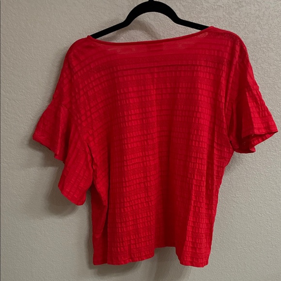 Ruby Rd. Textured Red Short Sleeve Tee - Picture 3 of 3